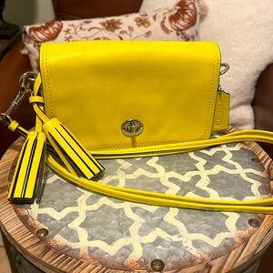 Yellow Coach Crossbody with Tassel